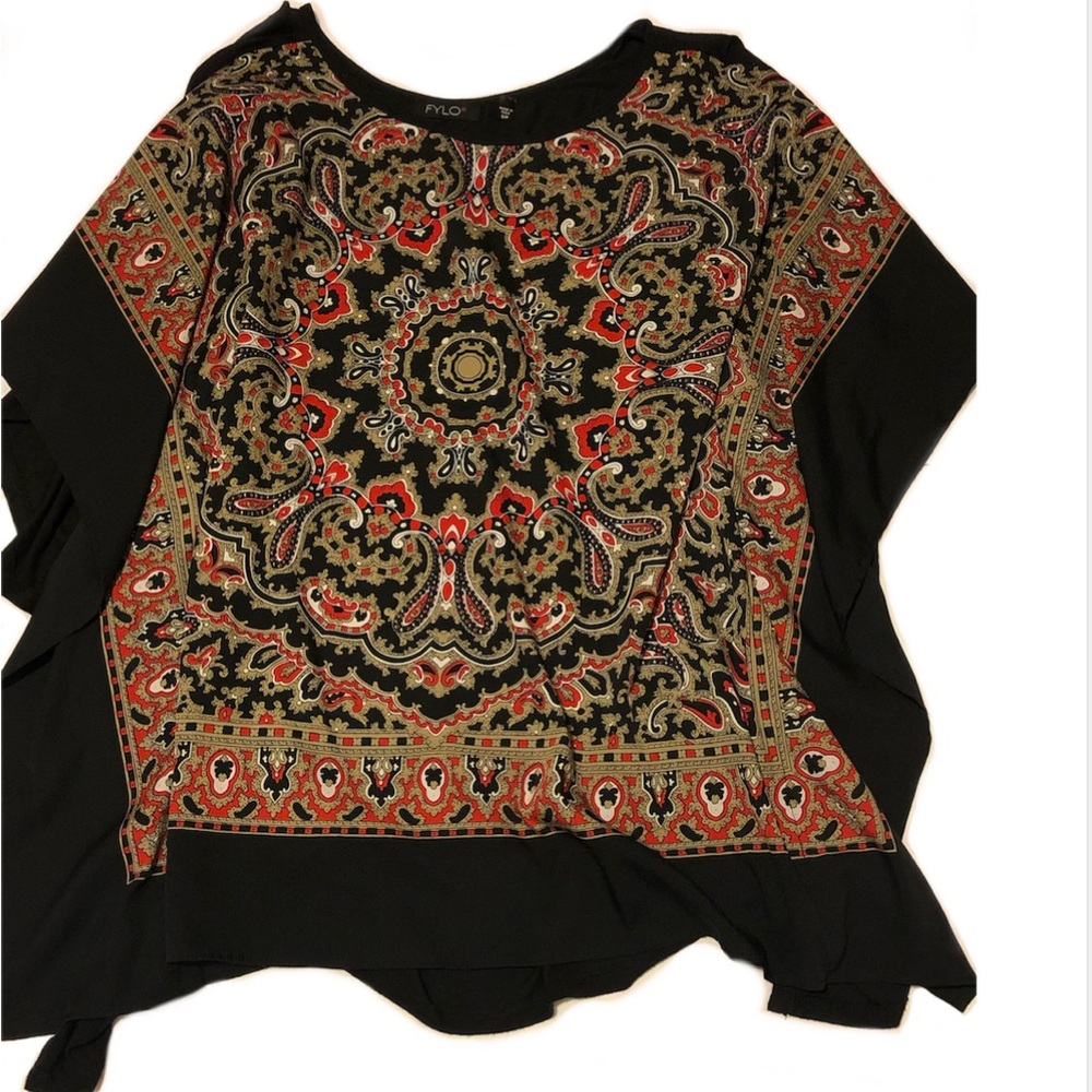3/$50 Fylo Black, Red and Tan Tunic